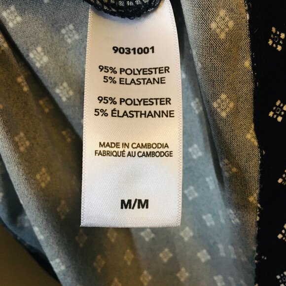 NWT Flora Nikrooz Soft Navy Blue 3/4 Sleeve White Trim Tunic Shirt - Picture 10 of 11